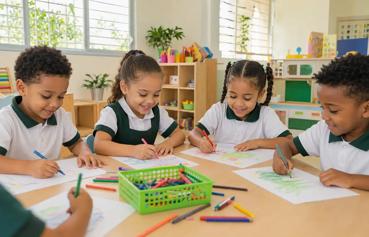 Niños del nivel Inicial realizando una actividad artística